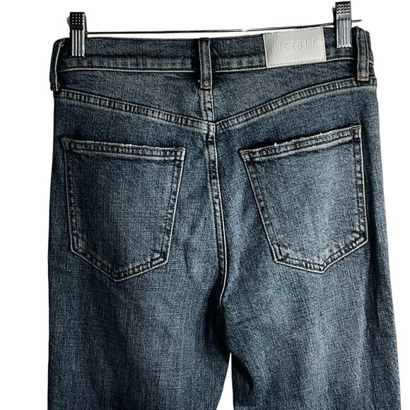 Pistola Charlie High Rise Straight Jeans Size 27 Side Stripe Distressed Denim - Picture 4 of 7